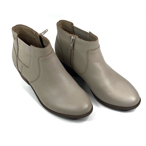 Vionic Finn Oatmeal Leather Western Ankle Boots Womens Size 8.5 Booties Side Zip - Picture 1 of 10